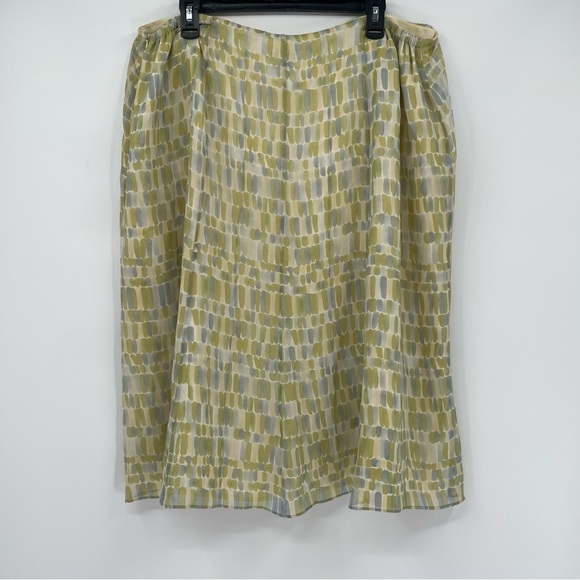 Talbots Woman green pastel pure silk lined skirt Size 20W A-line Back Zip - Picture 6 of 9